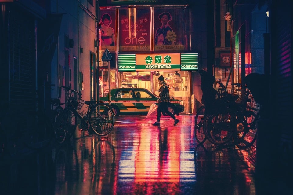 Japon, Rue, Nuit, Osaka, Asie, Ruelle, Repère, Voyager